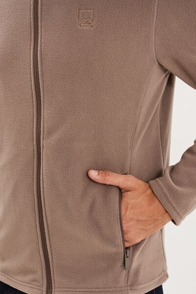 Gilet polaire zipp&eacute; manches longues gris homme