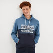 Sweat hoodie 1 poche &agrave; capuche molleton bleu gris homme