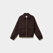Blouson zipp&eacute; col chemise marron fonc&eacute; femme