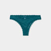 Tanga en dentelle doublure coton vert fonc&eacute; femme