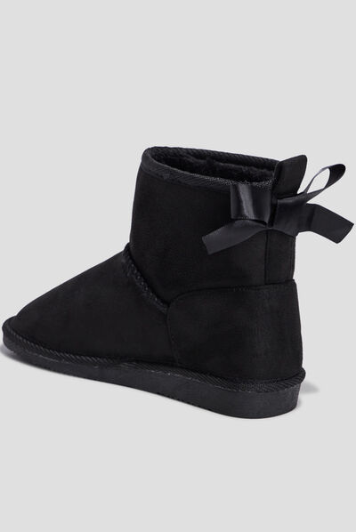 Bottines fourrées avec noeud noir fille