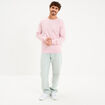 Pull droit col rond coton m&eacute;lang&eacute; rose pastel homme