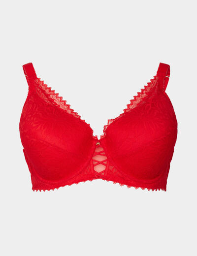 Soutien-gorge emboîtant dentelle rouge femme grande taille