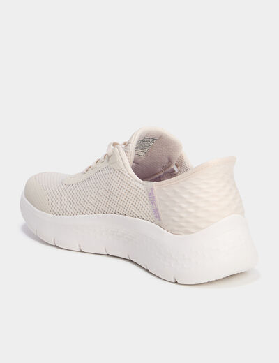 Baskets running lacets élastiqués sable femme