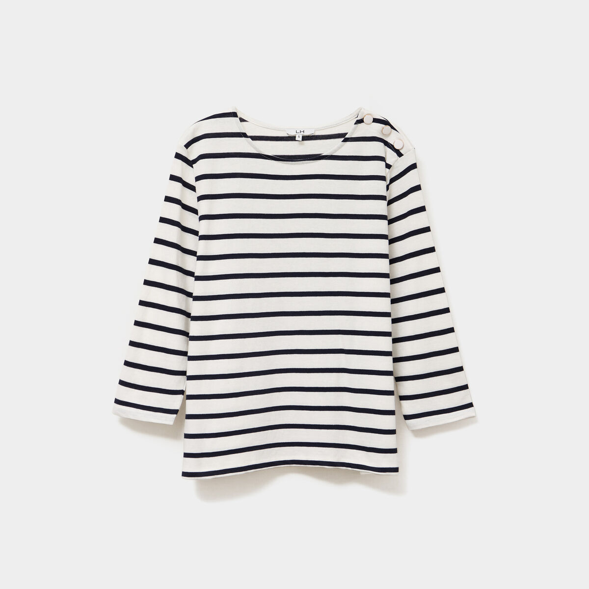 T-shirt manches 3/4 col rond coton ecru femme
