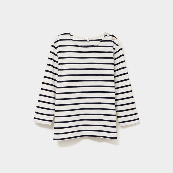 t shirt manches 34 col rond coton ecru femme T-shirt manches 3/4 col rond coton ecru femme