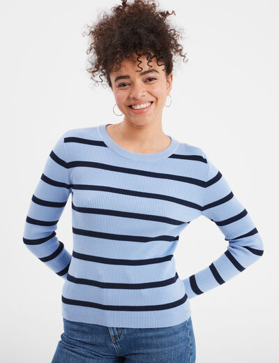 Pull court côtelé ajusté Creeks bleu lavande femme