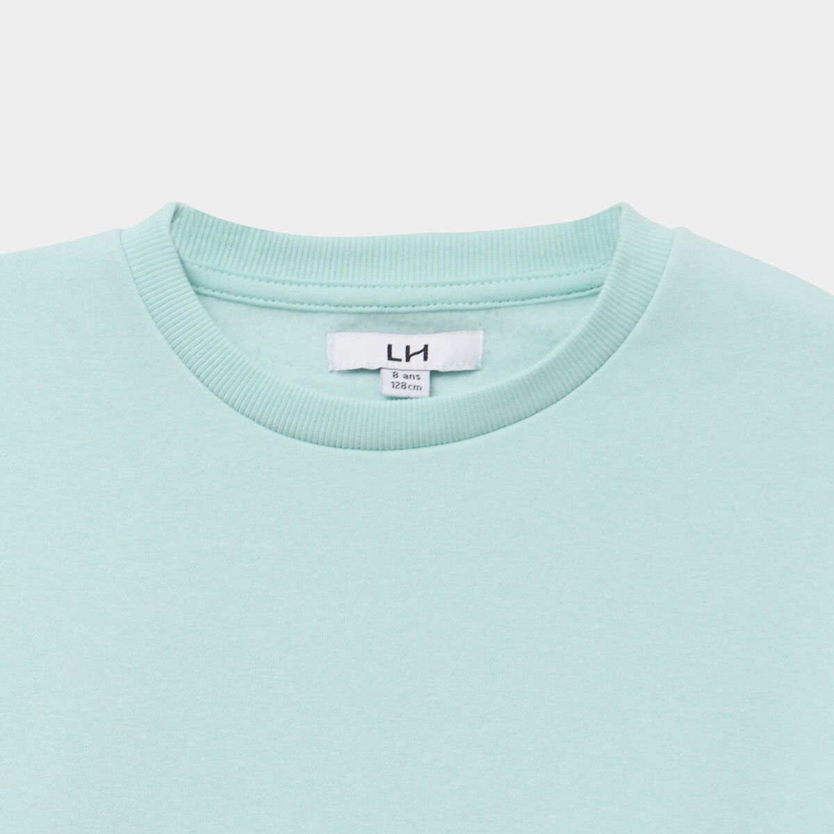 Sweat col rond manches longues bleu turquoise fille