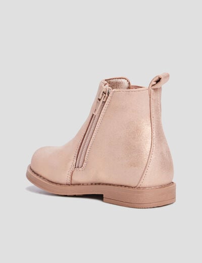 Bottines chelsea zippées rose bébé fille
