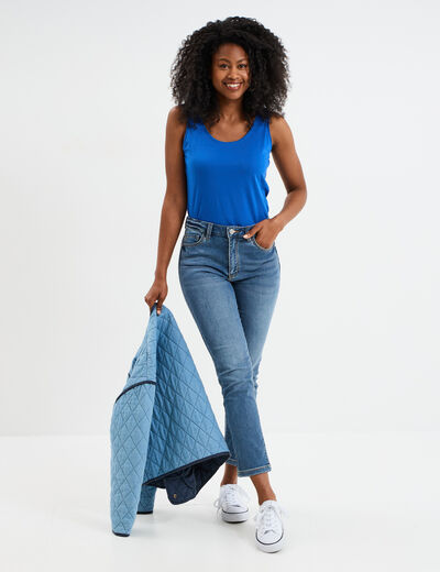 Débardeur bretelles larges coton bleu roi femme