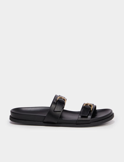 Mules avec boucles noir femme