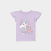 T-shirt manches papillons et paillettes mauve fille