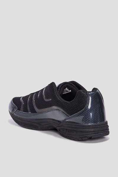 Baskets plates running élastiquées noir homme
