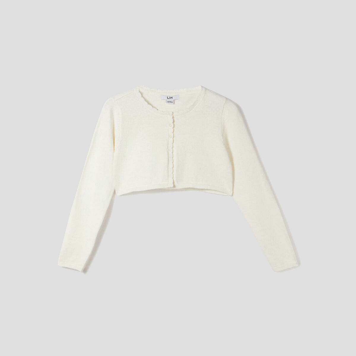 Gilet court manches longues ecru fille