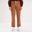 Pantalon droit taille élastiquée marron clair femme
