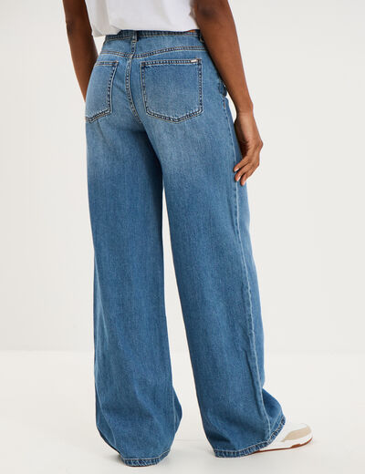 Jeans extra wide leg taille haute denim stone femme