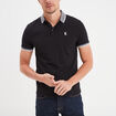Polo coton stretch droit manches courtes noir homme