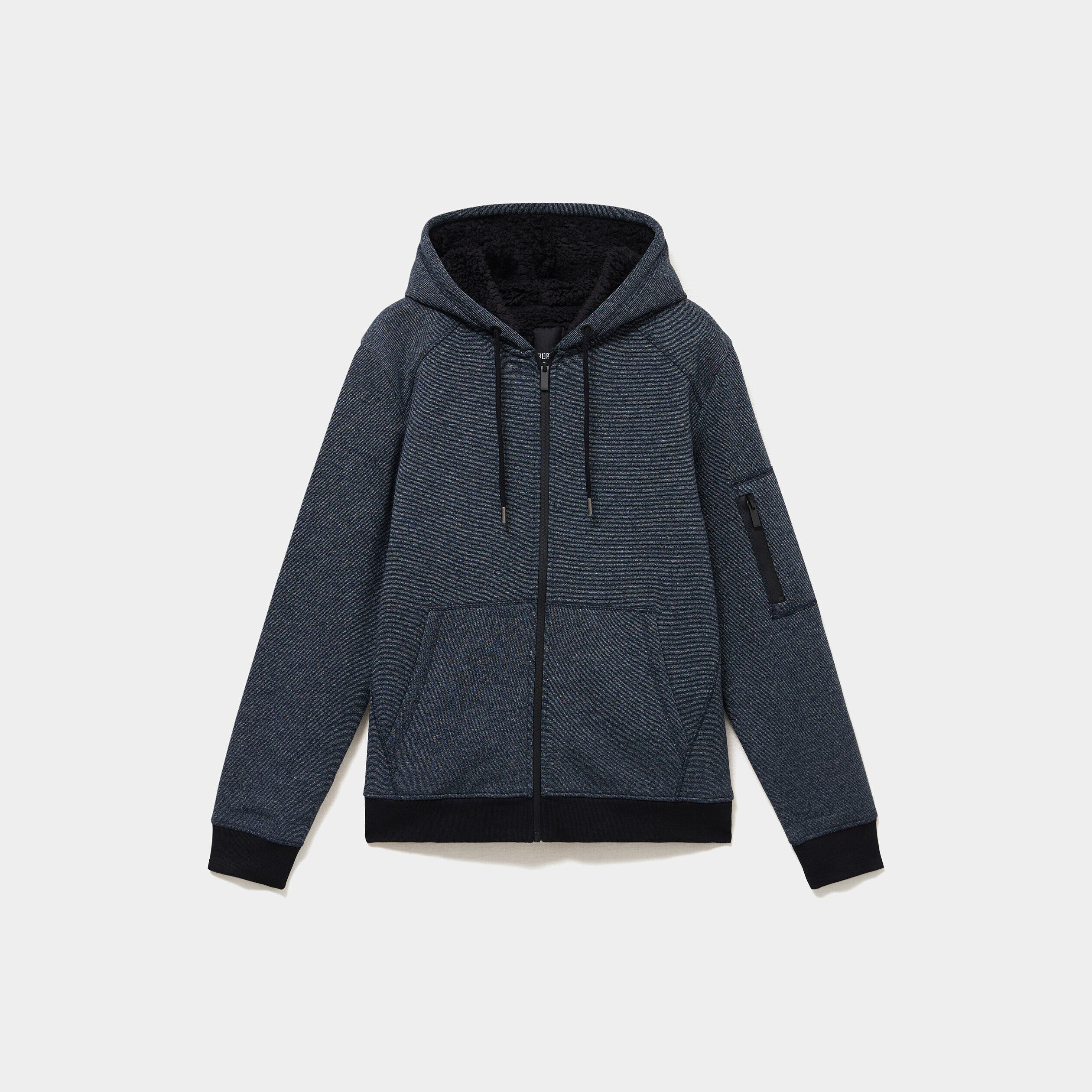 Sweat zippé molleton doublé sherpa bleu marine homme LIBERTO
