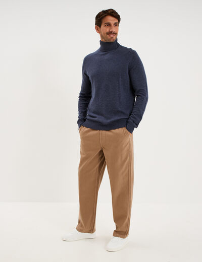 Pantalon chino droit taille &agrave; coulisse taupe homme