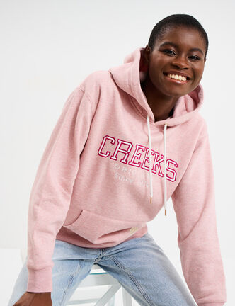 Sweat &agrave; capuche hoodie ecru femme
