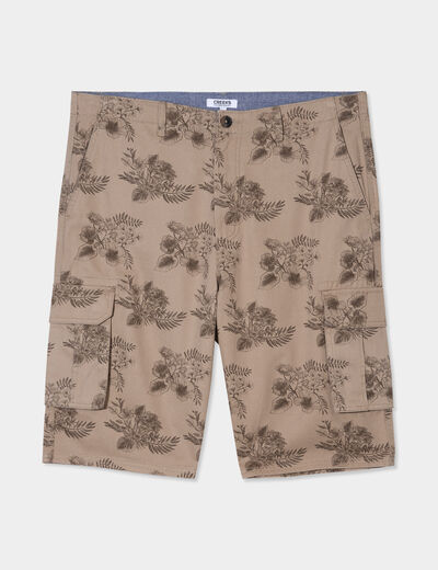 Bermuda cargo coton taupe homme