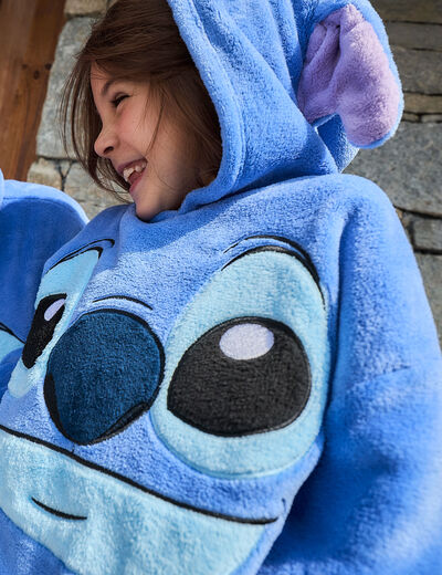 Sweat pyjama à capuche velours Stitch bleu fille