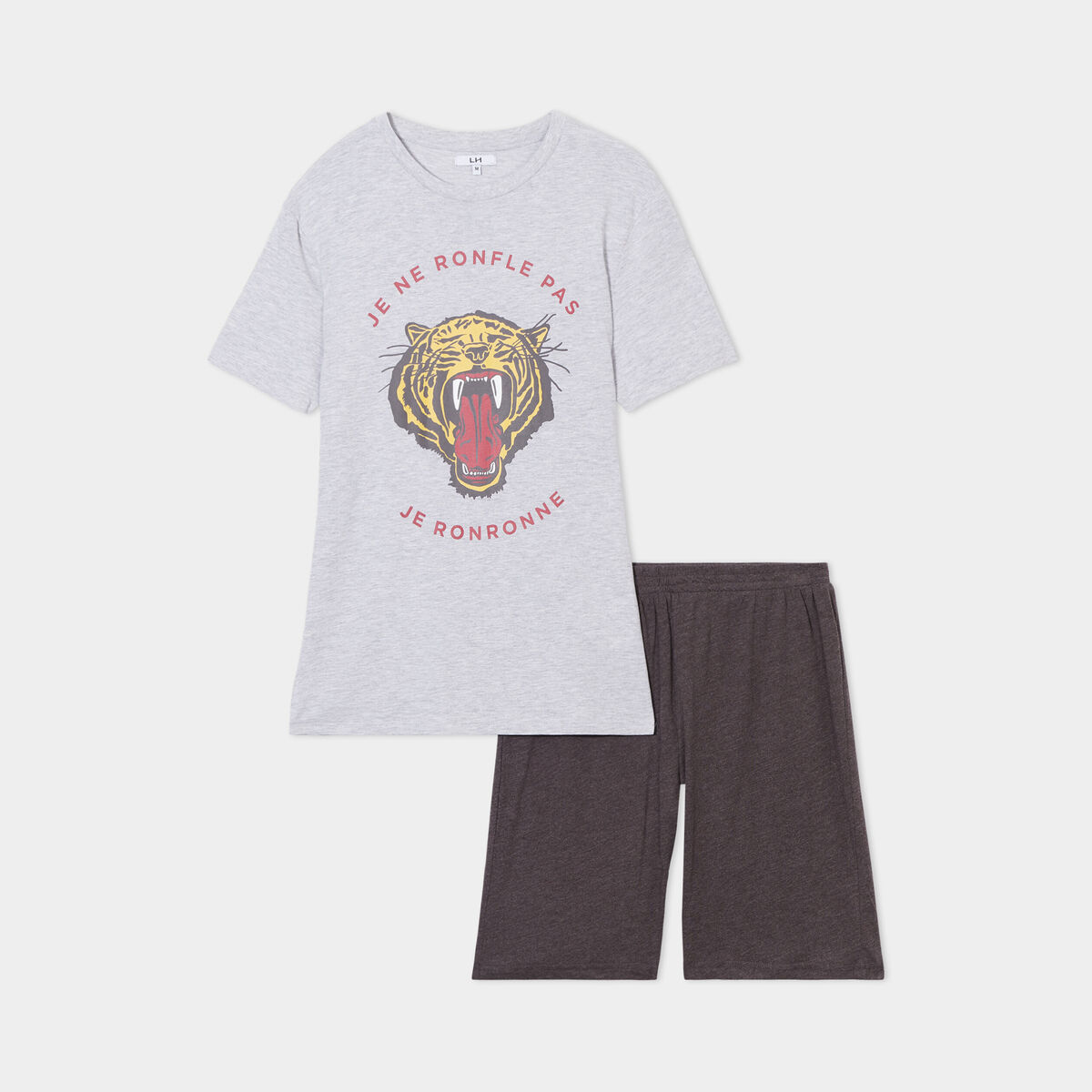 Ensemble pyjama 2 pièces gris homme