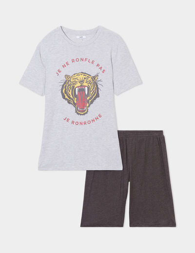 Ensemble pyjama 2 pièces gris homme