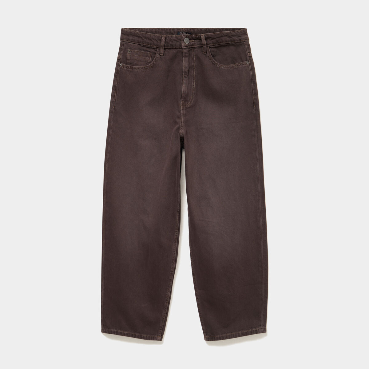 Jean large baggy 5 poches marron fonc&eacute; homme
