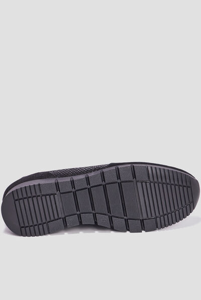 Baskets zippées en cuir pied large noir femme