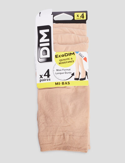 Lot 4 paires mi-bas DIM beige femme
