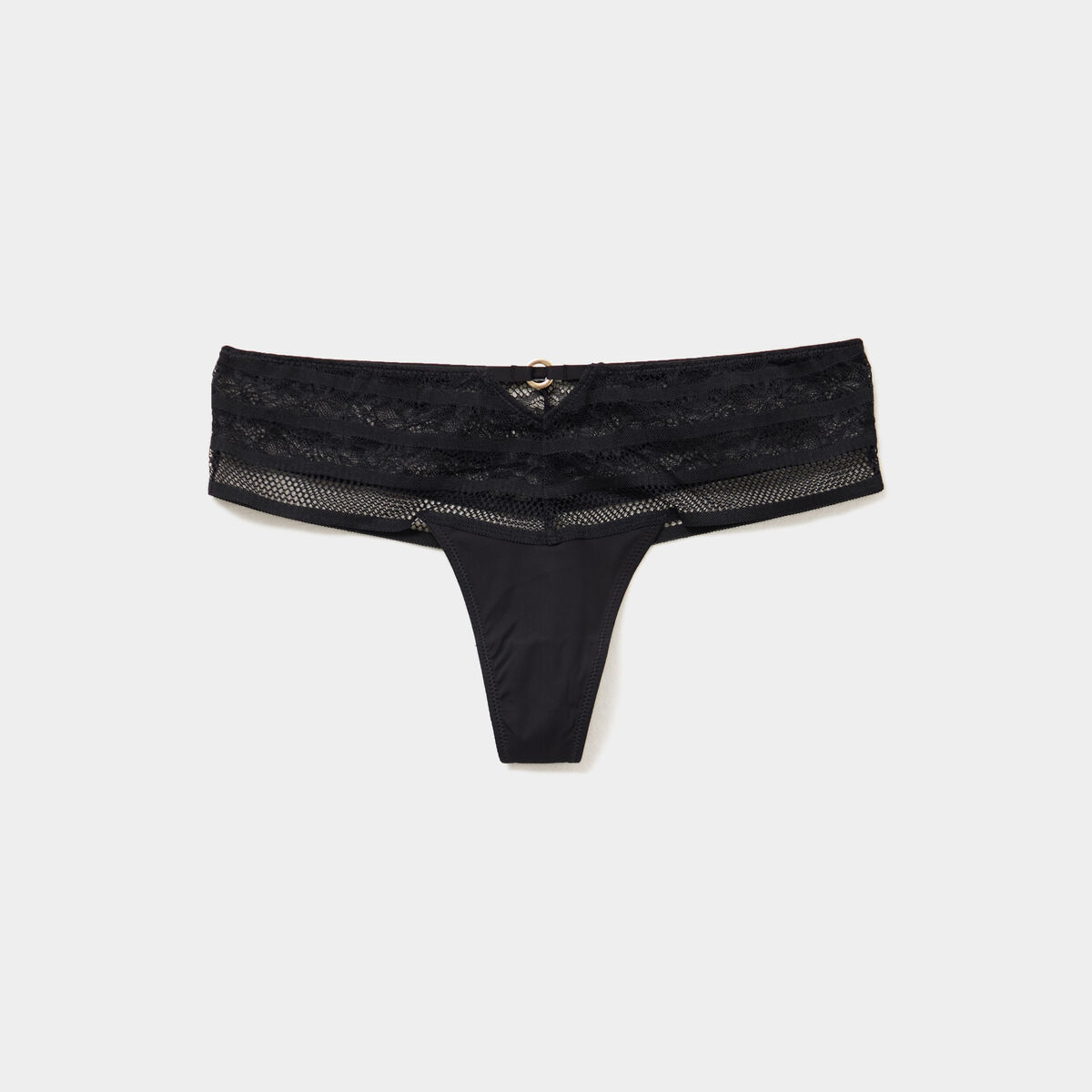 Shorty string dentelle noir femme