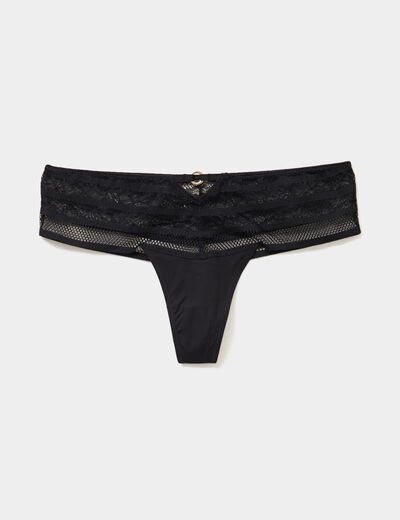 Shorty string dentelle noir femme