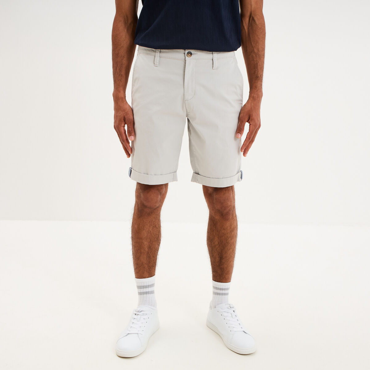 Bermuda short chino straight stretch gris clair homme