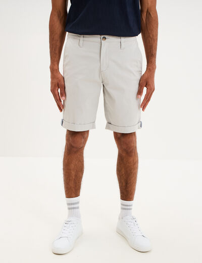 Bermuda short chino straight stretch gris clair homme