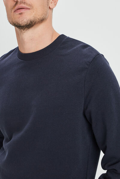 Sweat avec col rond bleu marine homme