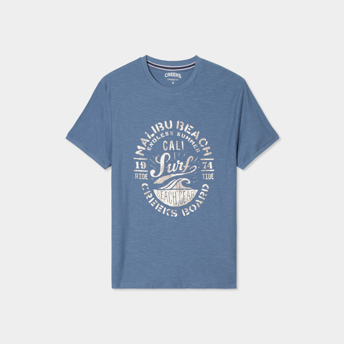 T-shirt droit manches courtes coton bleu fonc&eacute; homme