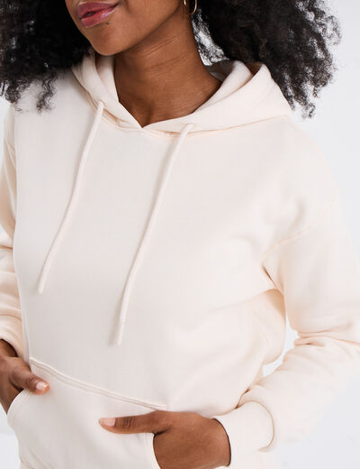 Sweat hoodie molleton à capuche sable femme