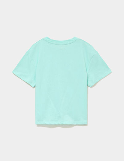 T-shirt nou&eacute; manches courtes coton vert clair fille