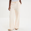 Pantalon jogging large taille &eacute;lastiqu&eacute;e beige femme