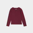T-shirt coton manches longues à fronces bordeaux fille