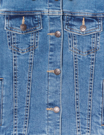 Veste en jean volants aux épaules Creeks denim double stone fille