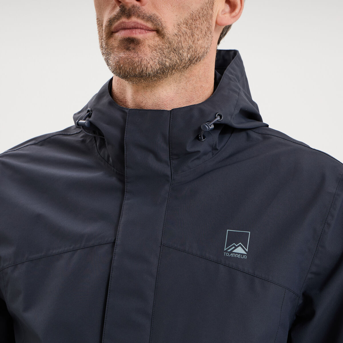 Blouson coupe-vent imperm&eacute;able &agrave; capuche bleu fonc&eacute; homme