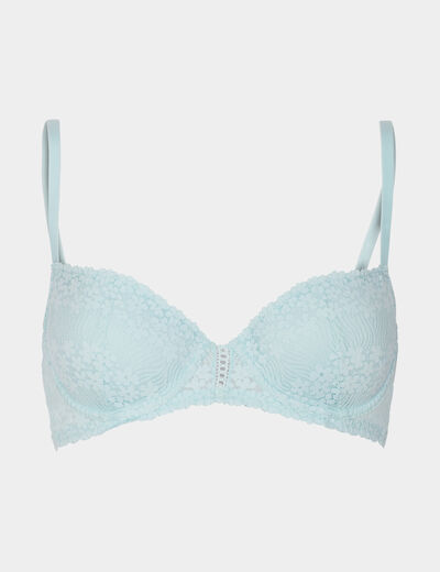 Soutien-gorge corbeille paddé dentelle bleu turquoise femme