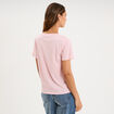 T-shirt manches courtes col en V coton rose clair femme