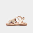 Sandales en cuir fleur bride scratch jaune or fille