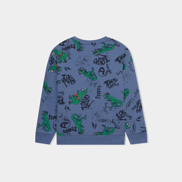 Sweat col rond manches longues bleu pétrole garçon