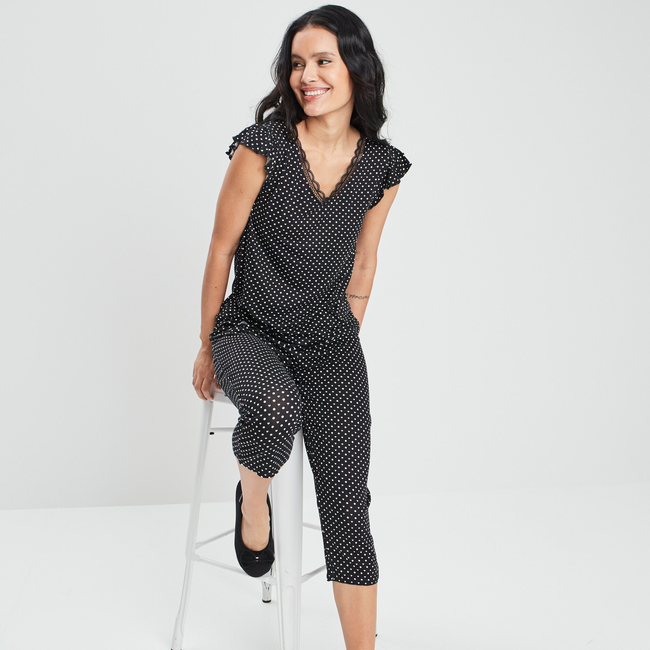 Ensemble pyjama 2 pièces noir femme LH
