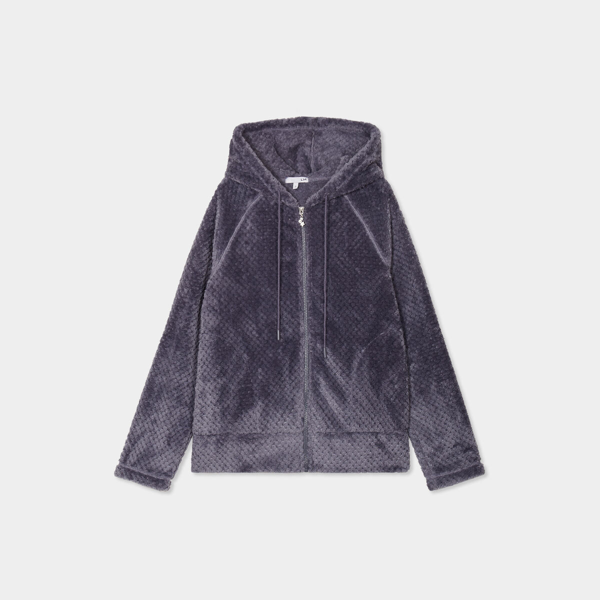 Veste de pyjama effet polaire bleu gris femme