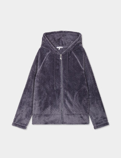 Veste de pyjama effet polaire bleu gris femme